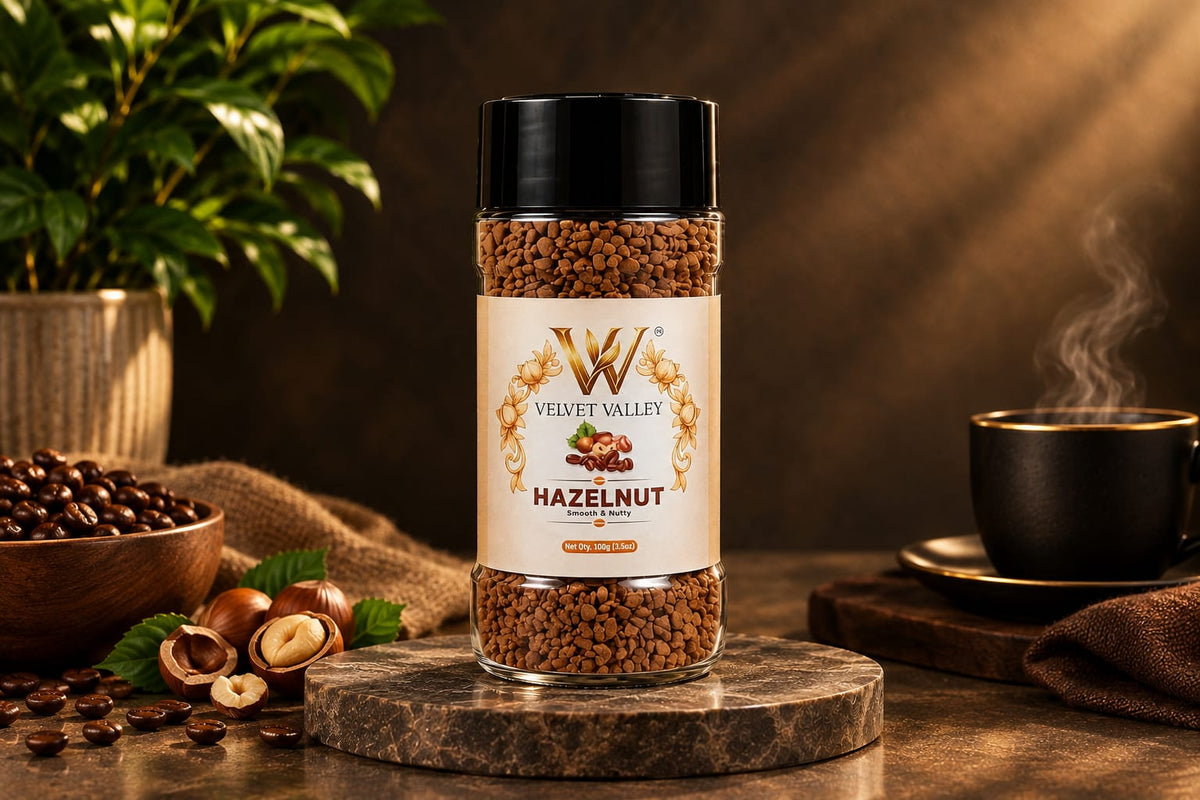 Velvet Valley Hazelnut Instant Coffee| Smooth & Nutty| 100gm Jar