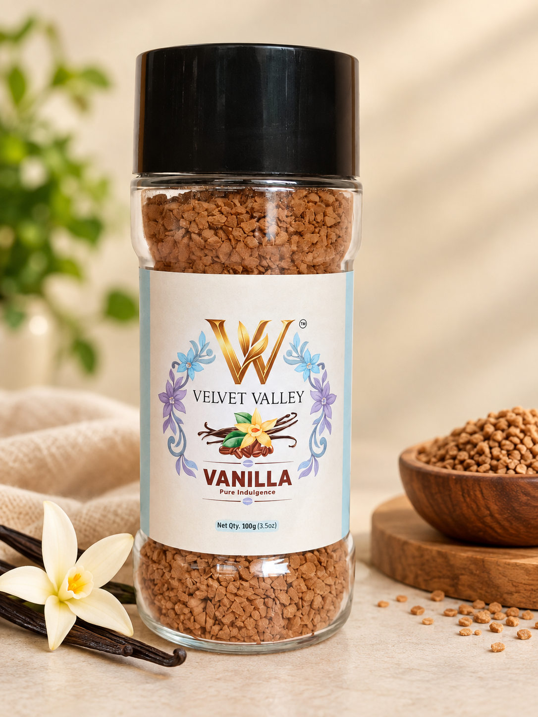 Velvet Valley Vanilla Instant Coffee | Premium Flavoured Coffee | 100g