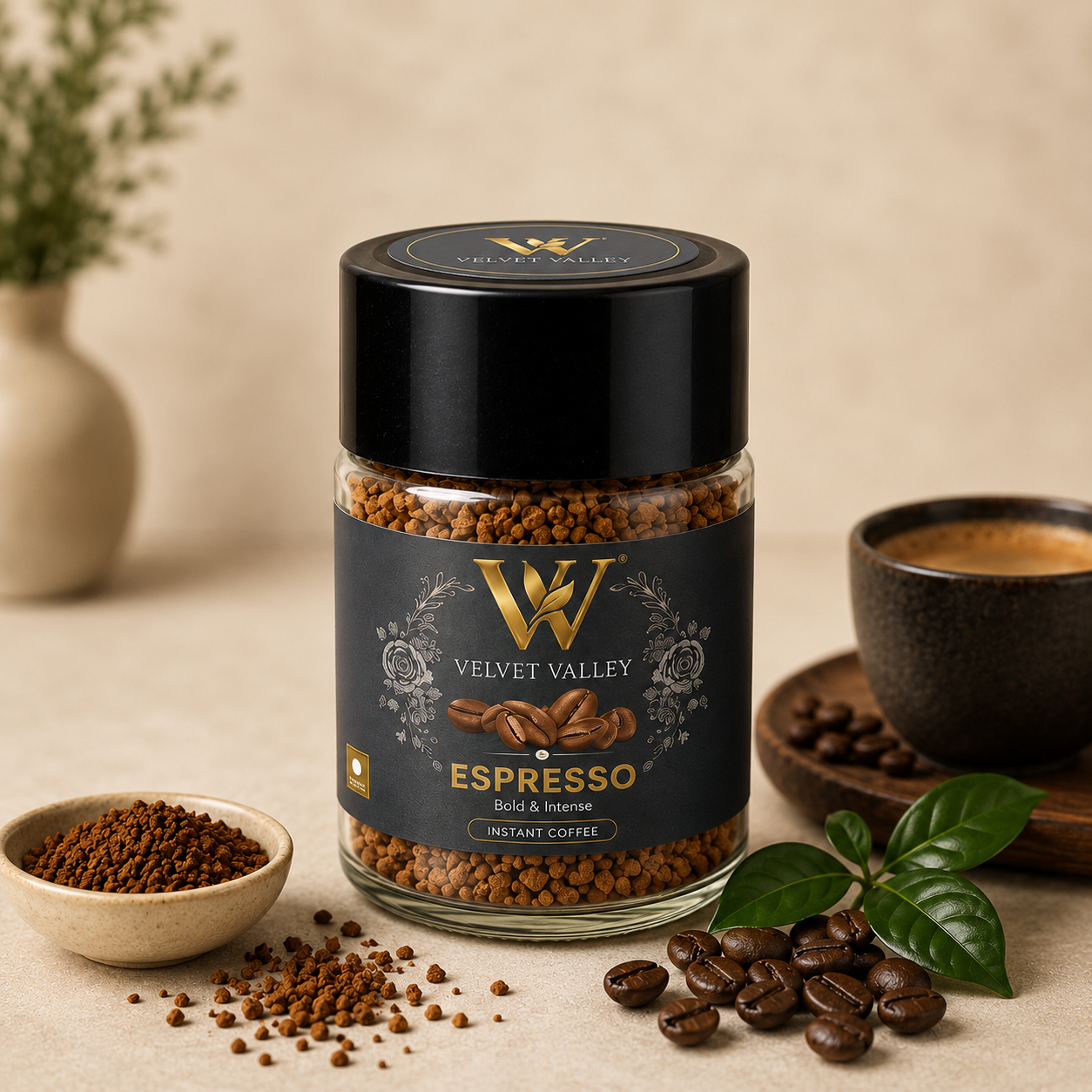 Velvet Valley Espresso Instant Coffee | Premium Coffee Blend | Rich & Bold Flavor | 50g
