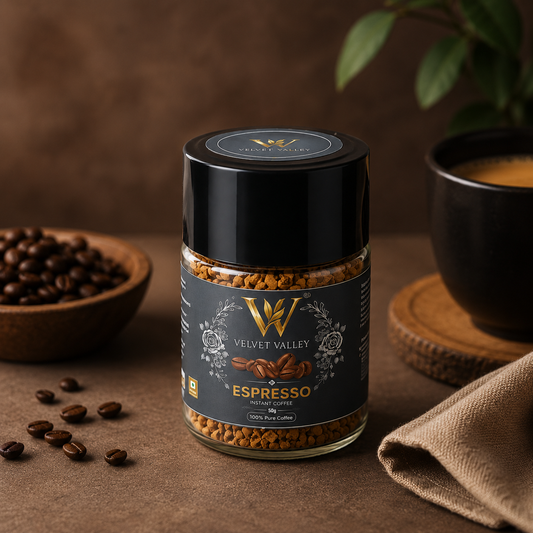 Velvet Valley Espresso Instant Coffee | Premium Coffee Blend | Rich & Bold Flavor | 50g