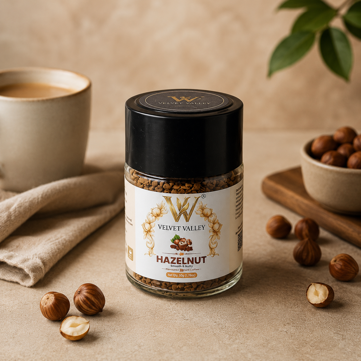 Velvet Valley Hazelnut Instant Coffee | Premium Flavoured Coffee | 50g